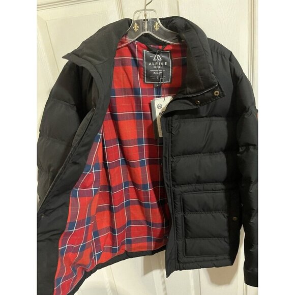 Alpine Design Men's Medium Black Coat NWT Plaid Inside Puffer Hoodless Jacket - Picture 9 of 10